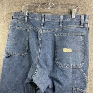 VTG Wrangler Carpenter Jeans Mens 38x34 Fit 36x33 Blue Denim Hammer Loop Utility